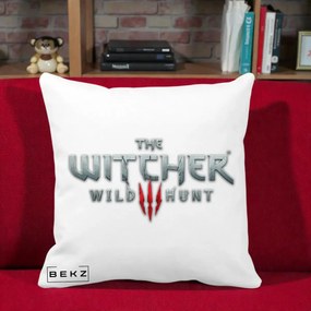 Perna Personalizata The Witcher 3 Wild Hunt, 40x40 cm, Alba Mata, Husa Detasabila, Perna Inclusa, BEKZ®