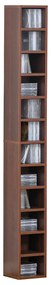 Biblioteca tip coloana cu 12 etajere, din MDF, sustine maxim 15kg 21x20x175cm, maro HOMCOM | Aosom RO