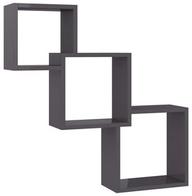 800278 vidaXL Rafturi de perete, cub, negru extralucios, 68x15x68 cm, PAL