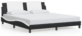 3208203 vidaXL Cadru de pat cu tăblie negru și alb 180x200cm piele artificială