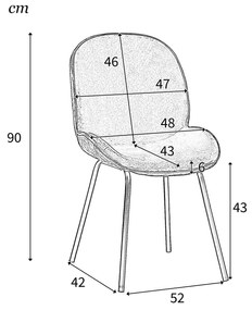 Set de 2 scaune de prânz, spătar rotund, tapițerie din catifea, structură metalică, ergonomice, Gri