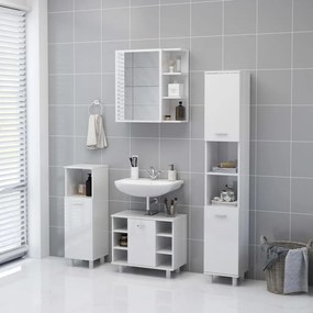 Dulap de baie cu oglinda, alb extralucios, 62,5x20,5x64 cm, PAL Alb foarte lucios