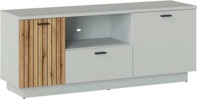Comoda TV VERO, alb/stejar, PAL laminat, 145x40x59 cm