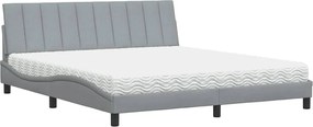 vidaXL Pat cu saltea, Hanko, gri deschis, 180x200 cm, material textil
