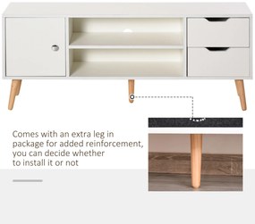 HOMCOM Mobilier Suport TV Modern din Lemn Alb, Mobilier Suport TV de Design pentru TV Max. 42" 120x28x44cm