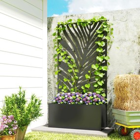 Outsunny Jardinieră cu spalier, ladă de flori, cu paravan, pentru plante cățărătoare, metal, 90 x 40 x 180 cm, negru | Aosom Romania