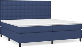 vidaXL Pat box spring cu saltea, albastru, 200x200 cm, textil