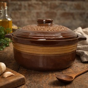 Oala pentru sarmale si friptura glazurata din ceramica, 4 litri