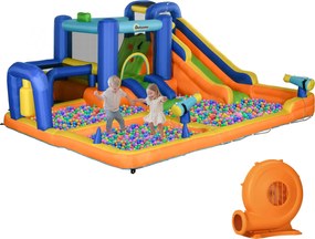 Outsunny Castel Gonflabil pentru Copii cu Tobogan Piscină Perete de Cățărat Inflator și Geantă de Transport 430x420x200cm Multicolor | Aosom Romania