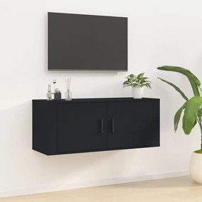 Dulap TV montat pe perete, negru, 100x34,5x40 cm 1, Negru, 100 x 34.5 x 40 cm