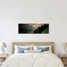 Tablou - peisaj montan verde (cu ceas) (90x30 cm)