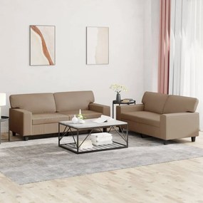 vidaXL Set de canapele, 2 piese, cappuccino, piele ecologică