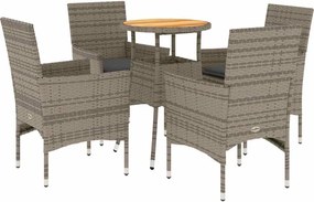 vidaXL Set mobilier grădină cu perne 5 piese gri poliratan/lemn acacia