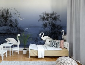 Fototapet, Swan Lake, Nightfall, Rebel Walls