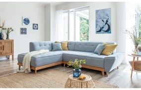 Colțar extensibil cu șezlong pe partea stângă Miuform Dazzling Daisy L, albastru deschis