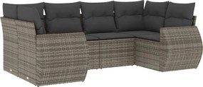vidaXL Set mobilier grădină cu perne, 6 piese, gri, poliratan