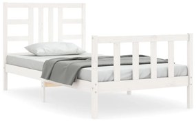 3191937 vidaXL Cadru de pat cu tăblie, alb, 90x190 cm, lemn masiv