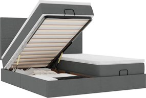 vidaXL Cadru de pat otoman cu saltele țesătură gri închis 200x200cm