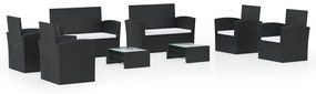Set mobilier de gradina cu perne, 8 piese, negru, poliratan Negru, 8