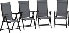 Outsunny Set de 4 Scaune Pliabile pentru Grădină cu Spătar și Șezut din Plasă, 56x69x106 cm, Gri | Aosom Romania