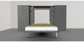 Set pat rabatabil dublu (150X200), 2 dulapuri Acordeon (100 cm) si 2 minibiblioteci cross - NOVA BIG WARDROBE SET