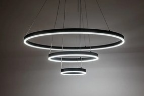 Lustra LED cu telecomanda cu 3 inele metal negru Isaure