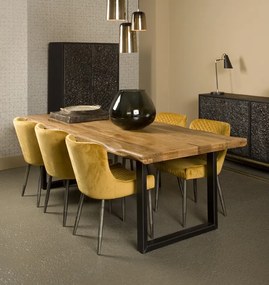 Masa dreptunghiulara cu blat din lemn de mango 240x100x77 cm maro/negru