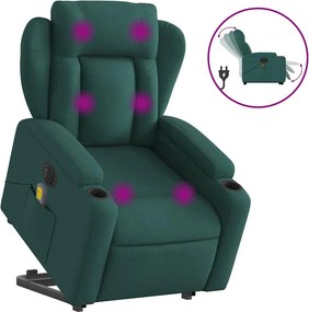vidaXL Fotoliu electric masaj rabatabil / ridicare verde închis textil