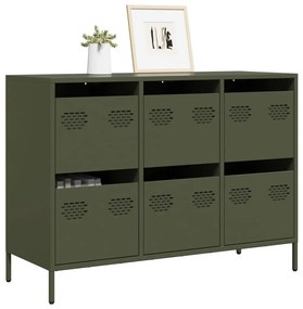 851266 vidaXL Dulap, verde măsliniu, 101,5x39x73,5 cm, oțel laminat la rece