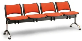 Bancuta tapitata SMART, 4 locuri - picioare cromate, negru
