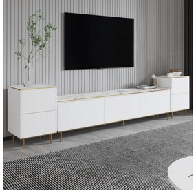 Mobilier living Mamene 3 (marmură deschis + auriu) . 1095702