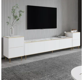 Mobilier living Mamene 3 (marmură deschis + auriu) . 1095702