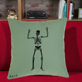 Perna Decorativa Halloween Schelet Dansator, 40x40 cm, Verde, Husa Detasabila, Perna Inclusa, BEKZ®