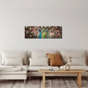 Tablou - Păun (cu ceas) (90x30 cm)