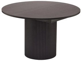 Masă de dining rotundă neagră extensibilă cu aspect de lemn de stejar ø 115 cm Malaga – Bonami Selection