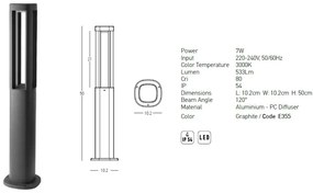 Stalp LED iluminat exterior modern IP54 Eric