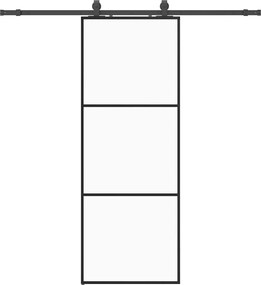 vidaXL Ușă glisantă cu set de feronerie neagră 76x205 cm Sticlă ESG