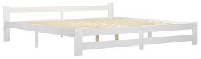 322004 vidaXL Cadru de pat, alb, 200 x 200 cm, lemn masiv de pin
