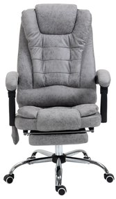 Vinsetto Scaun de birou director de masaj încălzitor înălțime reglabilă spătar înclinabil microfibră gri | Aosom Romania