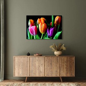Tablou -Lalele pe fond negru (90x60 cm)