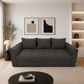 Canapea LILI extensibila, 3 locuri, cu lada de depozitare, stofa gri inchis , 220x95x80