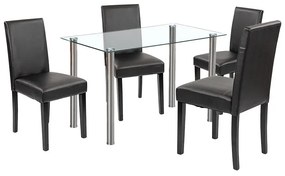 Set de masă Karin 4+1 alb-negru