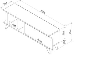 Comoda TV, Hanah Home, Liberty, 120x30x45 cm, Stejar safir / marmură
