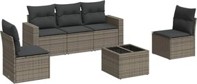 vidaXL Set mobilier grădină cu perne, 6 piese, gri, poliratan