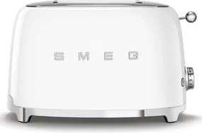 Prajitor de paine SMEG 50's Style TSF01WHEU, 950 W, 2 felii, 6 trepte, Tava pentru firimituri, Cablu integrat, Otel inoxidabil, Alb