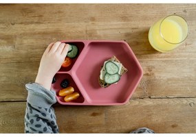 Farfurie pentru copii roșie din silicon 16x25 cm – Kindsgut