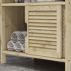 HOMCOM Mobilă sub lavabo din Bambus, Mobilă de Depozitare pentru Baie cu 2 Uși, 60 x 30 x 60 cm, Lemn Natural | Aosom Romania