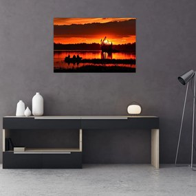 Tablou - Pescari pe lac (90x60 cm)