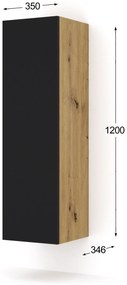 Dulap Dual 120 (Stejar artisan + Negru). 1124859