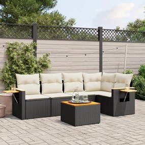 3226791 vidaXL Set mobilier de grădină cu perne, 6 piese, negru, poliratan